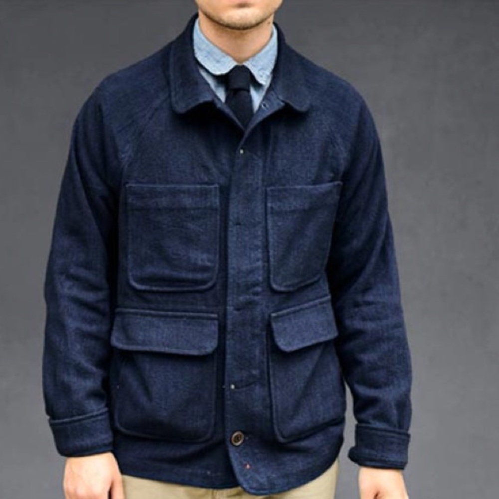 Men's Dark Navy Field Jacket with Patch Pockets